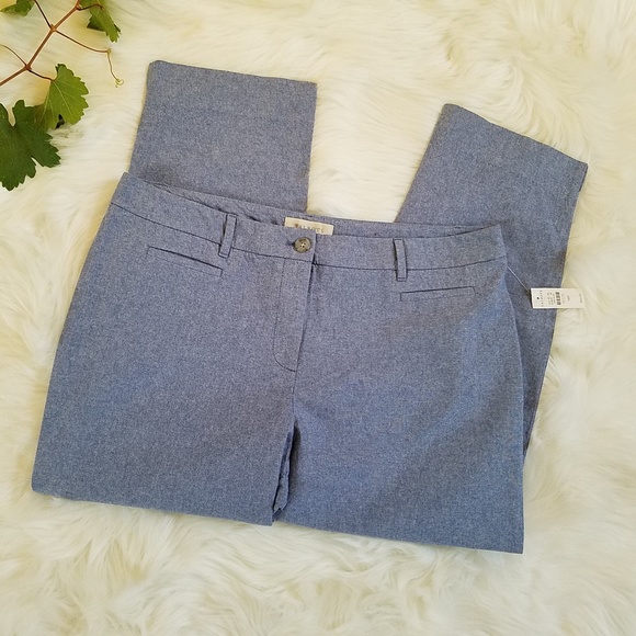 Talbots Pants - Talbots Light Blue Chambray Tailored Cropped Pants